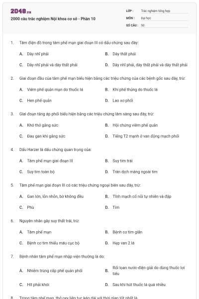2000 câu trắc nghiệm Nội khoa cơ sở - Phần 10