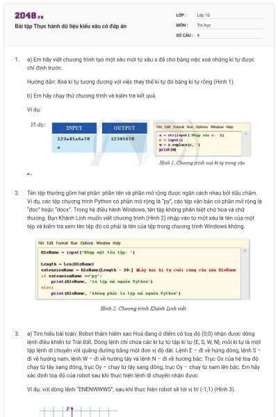 Bài tập Thực hành dữ liệu kiểu xâu có đáp án