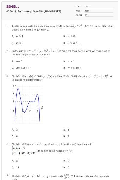 45 Bài tập Đạo Hàm cực hay có lời giải chi tiết (P2)