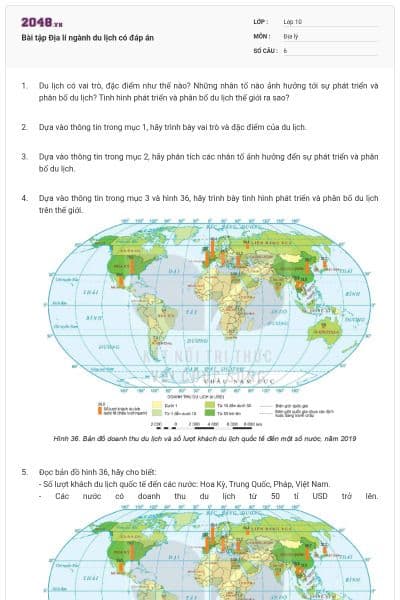 Bài tập Địa lí ngành du lịch có đáp án