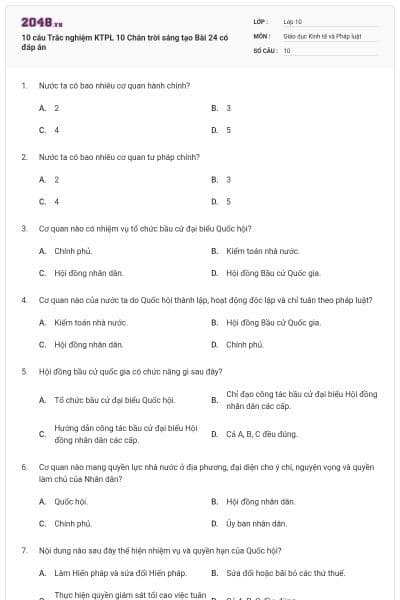 10 câu Trắc nghiệm KTPL 10 Chân trời sáng tạo Bài 24 có đáp án