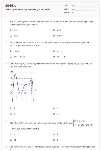 45 Bài tập Đạo Hàm cực hay có lời giải chi tiết (P2)