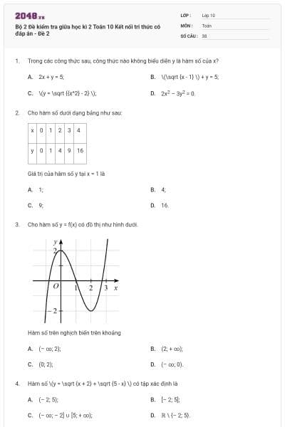 Bộ 2 Đề kiểm tra giữa học kì 2 Toán 10 Kết nối tri thức có đáp án - Đề 2