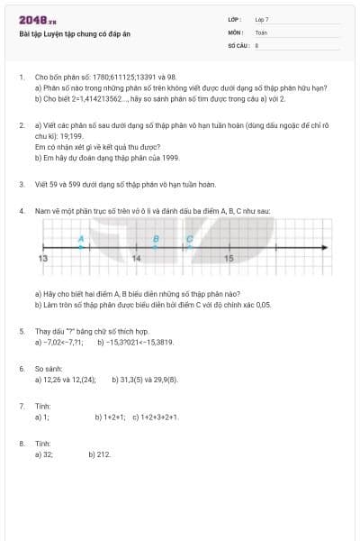 Bài tập Luyện tập chung có đáp án