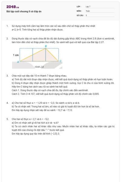 Bài tập cuối chương II có đáp án