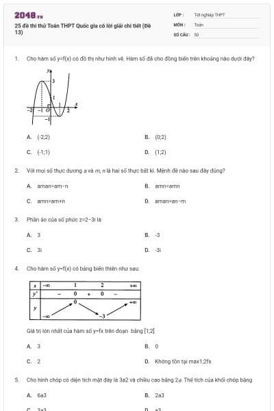 25 đề thi thử Toán THPT Quốc gia có lời giải chi tiết (Đề 13)