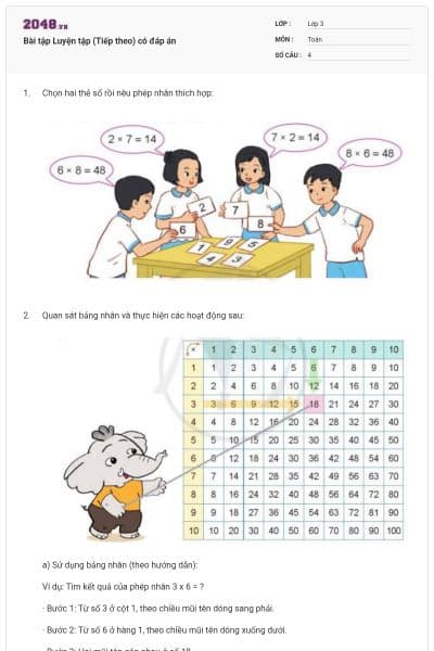 Bài tập Luyện tập (Tiếp theo) có đáp án