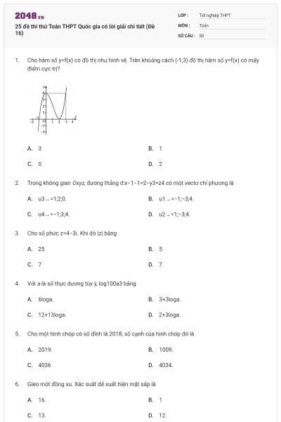 25 đề thi thử Toán THPT Quốc gia có lời giải chi tiết (Đề 16)