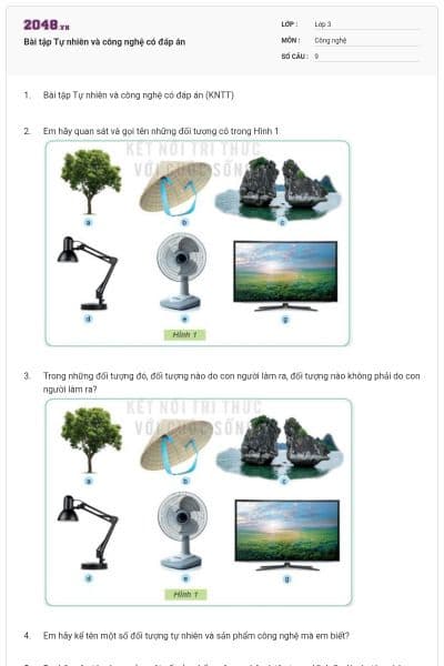 Bài tập Tự nhiên và công nghệ có đáp án