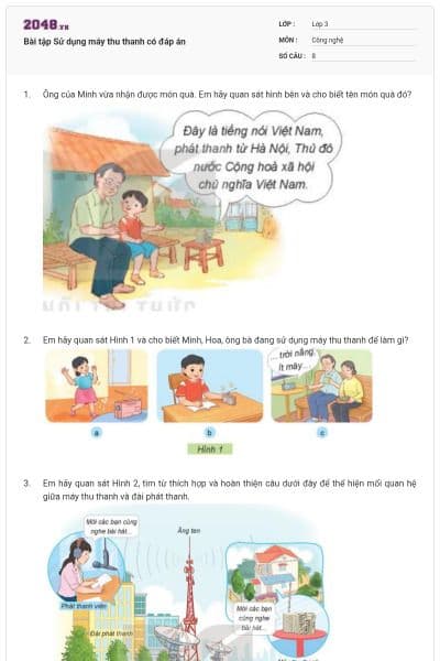 Bài tập Sử dụng máy thu thanh có đáp án