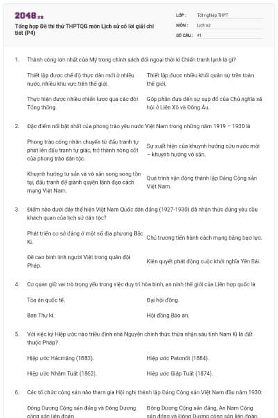 Tổng hợp Đề thi thử THPTQG môn Lịch sử có lời giải chi tiết (P4)