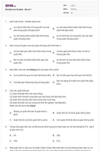 Đề kiểm tra 45 phút - Đề số 1