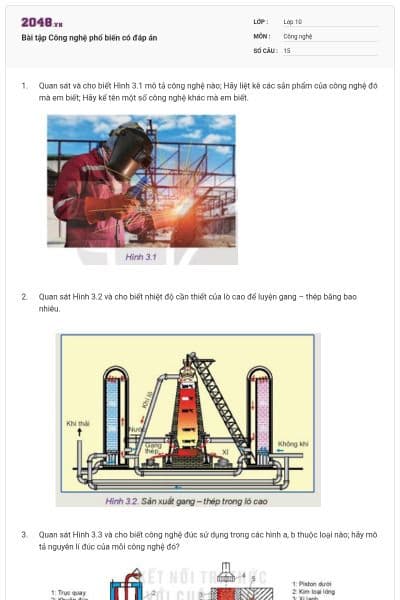 Bài tập Công nghệ phổ biến có đáp án