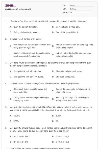 Đề kiểm tra 45 phút - Đề số 2