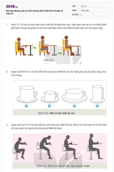 Bài tập Những yếu tố ảnh hưởng đến thiết kế kĩ thuật có đáp án