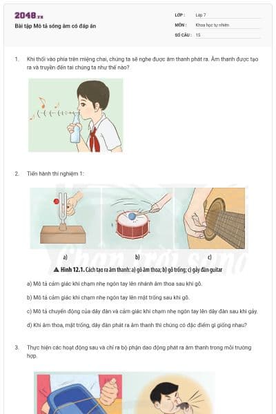Bài tập Mô tả sóng âm có đáp án