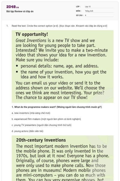 Bài tập Review có đáp án