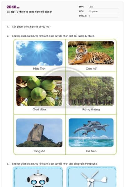 Bài tập Tự nhiên và công nghệ có đáp án