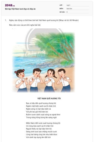 Bài tập Việt Nam tươi đẹp có đáp án