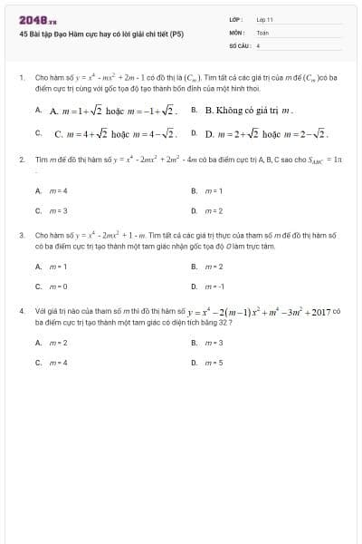 45 Bài tập Đạo Hàm cực hay có lời giải chi tiết (P5)