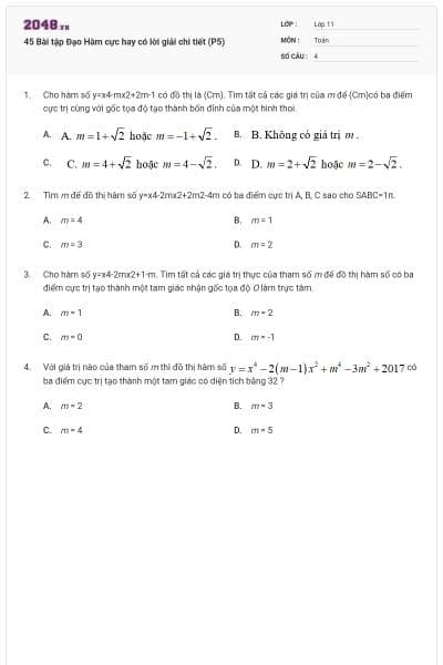 45 Bài tập Đạo Hàm cực hay có lời giải chi tiết (P5)