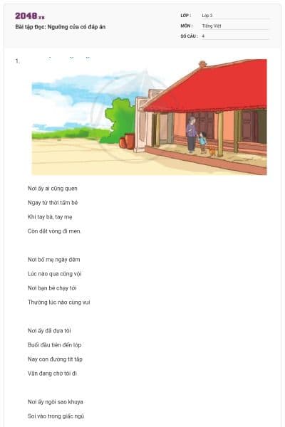 Bài tập Đọc: Ngưỡng cửa có đáp án