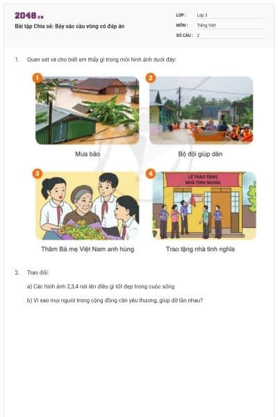 Bài tập Chia sẻ: Bảy sắc cầu vồng có đáp án