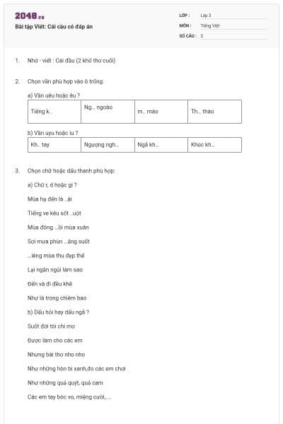 Bài tập Viết: Cái cầu có đáp án