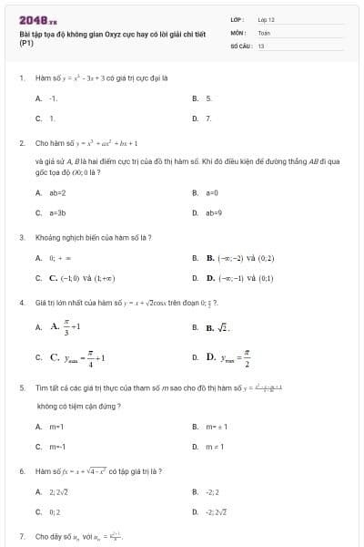Bài tập tọa độ không gian Oxyz cực hay có lời giải chi tiết (P1)