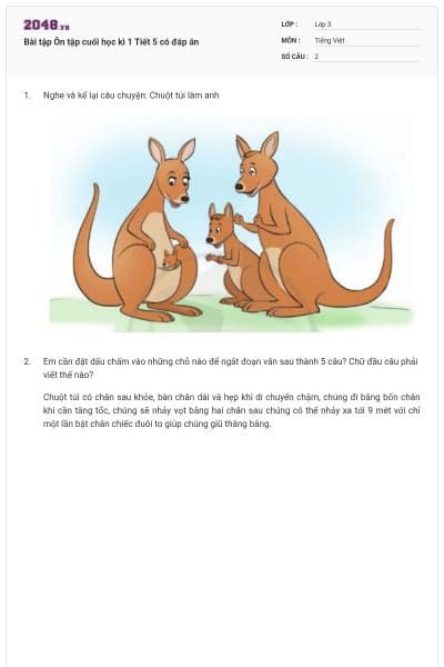 Bài tập Ôn tập cuối học kì 1 Tiết 5 có đáp án