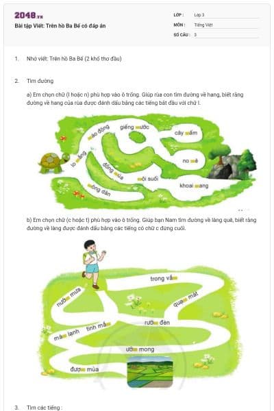 Bài tập Viết: Trên hồ Ba Bể có đáp án