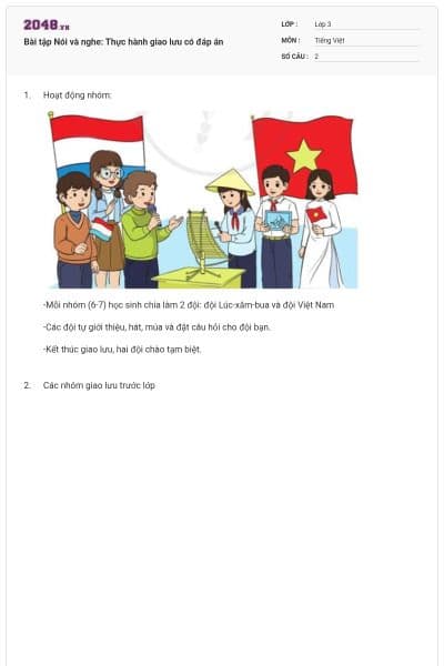 Bài tập Nói và nghe: Thực hành giao lưu có đáp án