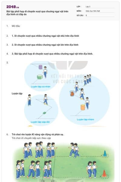 Bài tập phối hợp di chuyển vượt qua chướng ngại vật trên địa hình có đáp án