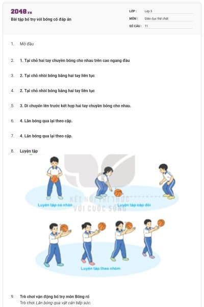 Bài tập bổ trợ với bóng có đáp án