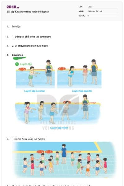 Bài tập Khua tay trong nước có đáp án