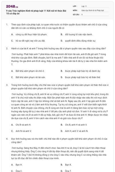 9 câu Trắc nghiệm Kinh tế pháp luật 11 Kết nối tri thức Bài 18 có đáp án