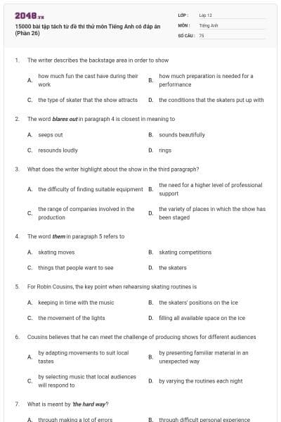 15000 bài tập tách từ đề thi thử môn Tiếng Anh có đáp án (Phần 26)
