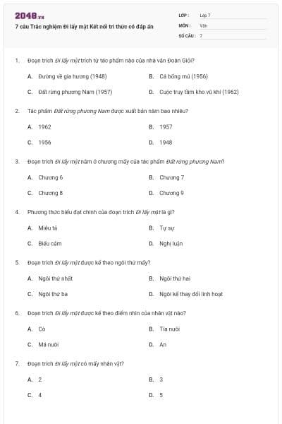 7 câu Trắc nghiệm Đi lấy mật Kết nối tri thức có đáp án