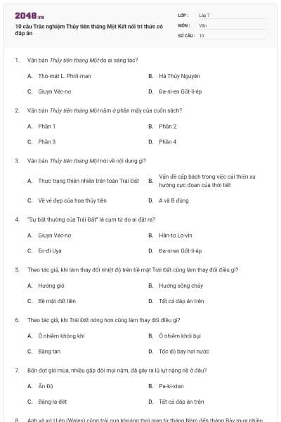 10 câu Trắc nghiệm Thủy tiên tháng Một Kết nối tri thức có đáp án