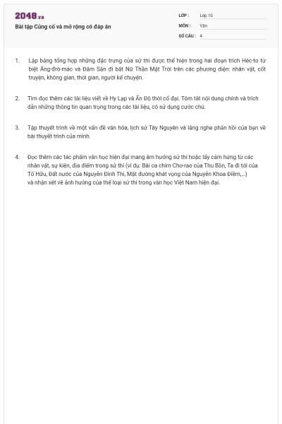 Bài tập Củng cố và mở rộng có đáp án