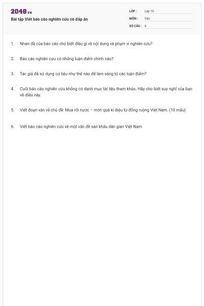 Bài tập Viết báo cáo nghiên cứu có đáp án