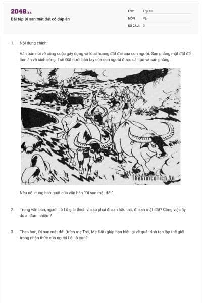 Bài tập Đi san mặt đất có đáp án