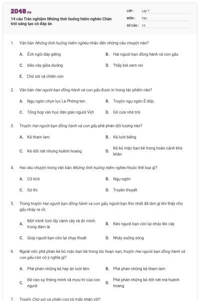 14 câu Trắc nghiệm Những tình huống hiểm nghèo Chân trời sáng tạo có đáp án