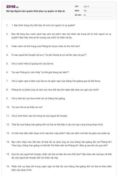 Bài tập Người cầm quyền khôi phục uy quyền có đáp án