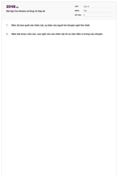 Bài tập Con khướu sổ lồng có đáp án