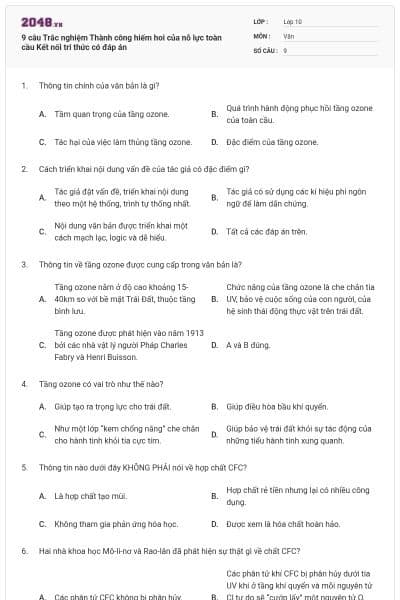 9 câu Trắc nghiệm Thành công hiếm hoi của nỗ lực toàn cầu Kết nối tri thức có đáp án