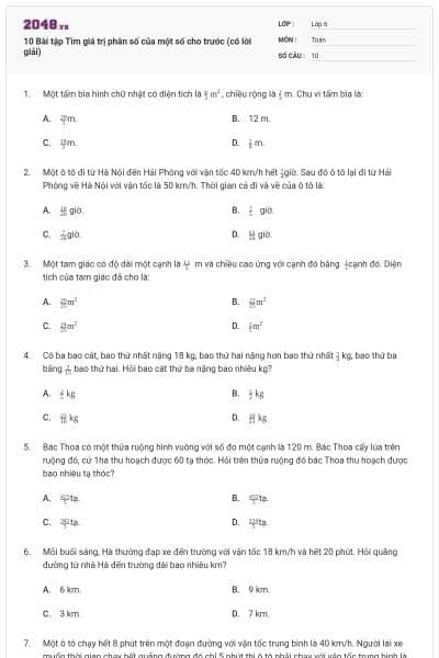 10 Bài tập Tìm giá trị phân số của một số cho trước (có lời giải)