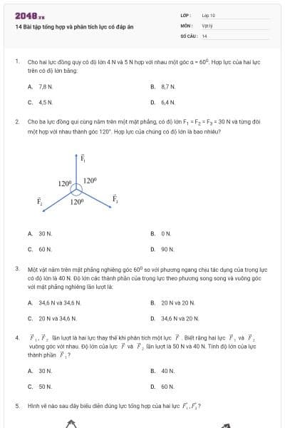 14 Bài tập tổng hợp và phân tích lực có đáp án