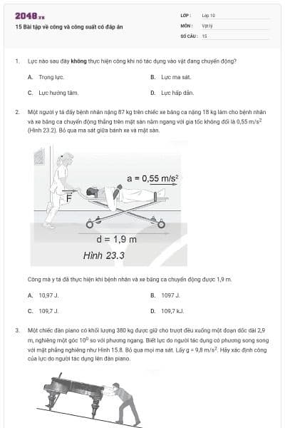 15 Bài tập về công và công suất có đáp án