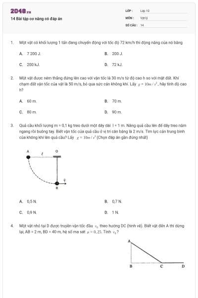 14 Bài tập cơ năng có đáp án